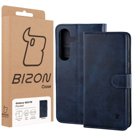 Etui z klapką Bizon Case Pocket do Galaxy S25 FE, granatowe
