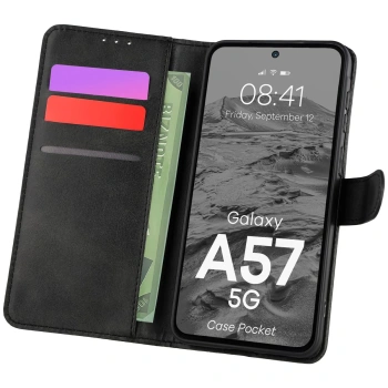Etui z klapką Bizon Case Pocket do Galaxy A57 5G, czarne