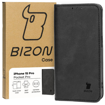 Etui z klapką Bizon Case Pocket Pro do iPhone 15 Pro, czarne