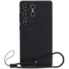Silikonowe etui z pierścieniem magnetycznym Bizon Case Silicone Magnetic do Galaxy S25 Ultra, czarne