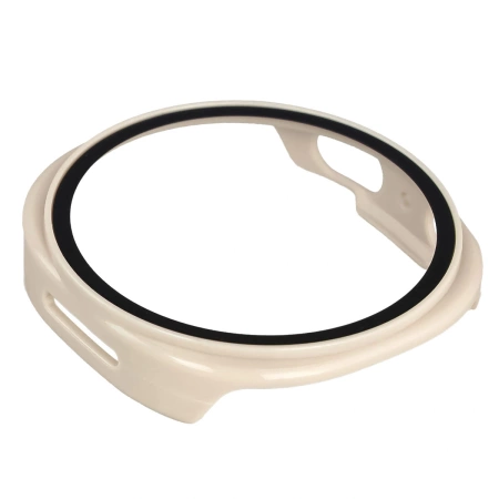 Etui ze szkłem do zegarka Bizon Case Watch Adamo do Samsung Galaxy Watch 8 44 mm, beżowe