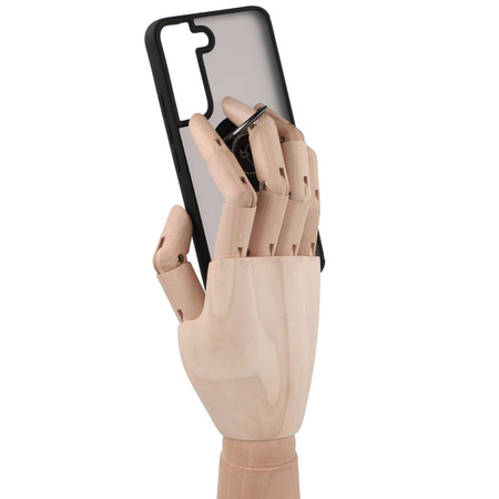 Etui z uchwytem na palec Bizon Case Hybrid Ring do Galaxy S22, przydymione z czarną ramką