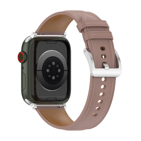 Skórzany pasek Bizon Strap Watch Casual do Apple Watch 44/45/46/49 mm, różowy