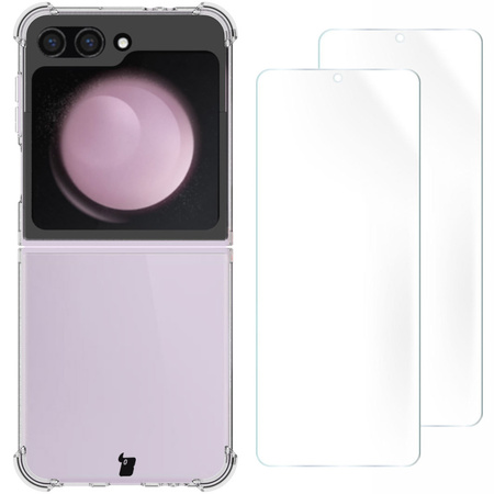 Elastyczne etui + 2x folia na ekran Bizon Case Clear Pack do Galaxy Z Flip6, przezroczyste