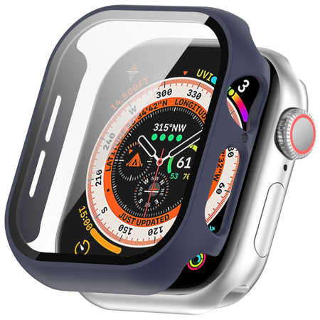 Etui ze szkłem do zegarka Bizon Case Watch Adamo do Apple Watch 11 / 10 (46mm), ciemnoniebieskie