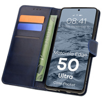 Etui z klapką Bizon Case Pocket do Motorola Edge 50 Ultra, granatowe