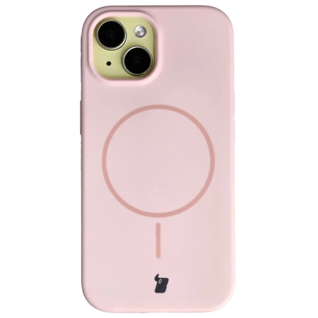 Silikonowe etui z pierścieniem magnetycznym Bizon Soft Case Magnetic do iPhone 15, jasnoróżowe