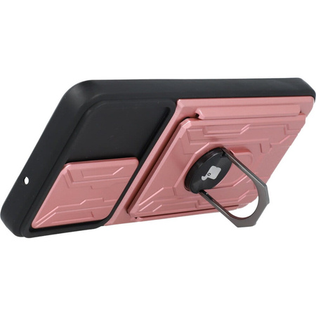 Etui Bizon Case Camshield Card Slot Ring do Galaxy A13 4G, jasnoróżowe