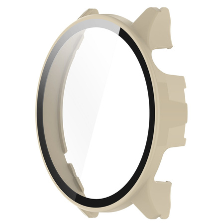 Etui Bizon Case+Glass Set do Xiaomi Watch S1 Pro, beżowe