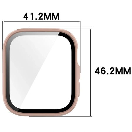 Etui ze szkłem do zegarka Bizon Case Watch Adamo do Huawei Watch Fit 4, różowe