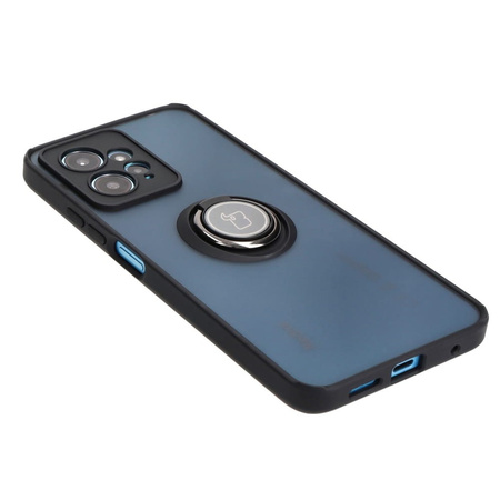 Etui z uchwytem na palec Bizon Case Hybrid Ring do Xiaomi Redmi Note 12 4G, przydymione z czarną ramką