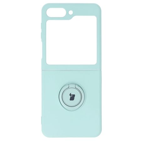 Etui Bizon Case Silicone Ring Sq do Samsung Galaxy Z Flip5, turkusowe