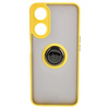 Etui z uchwytem na palec Bizon Case Hybrid Ring do Oppo A78 5G, przydymione z żółtą ramką