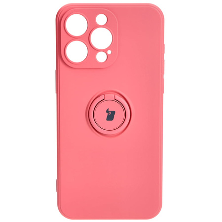 Etui Bizon Case Silicone Ring Sq do Apple iPhone 15 Pro Max, brudny róż