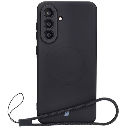 Silikonowe etui z pierścieniem magnetycznym Bizon Case Silicone Magnetic Sq do Galaxy A56 5G, czarne