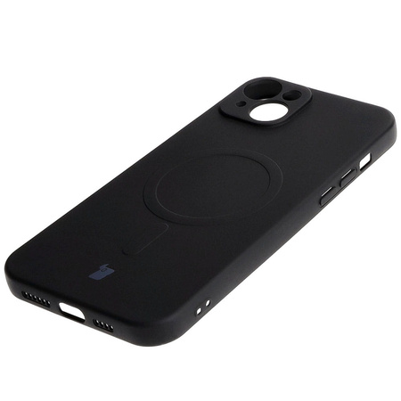 Etui silikonowe z pierścieniem magnetycznym Bizon Case Silicone Magnetic do iPhone 15 Plus, czarne