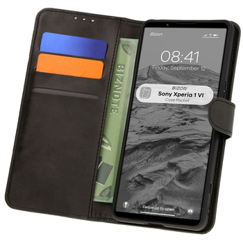 Etui z klapką Bizon Case Pocket do Sony Xperia 1 VI, czarne