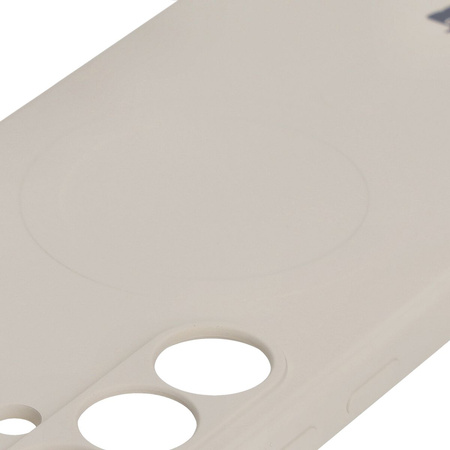 Silikonowe etui z pierścieniem magnetycznym Bizon Case Silicone Magnetic Sq do Galaxy S24 FE, beżowe