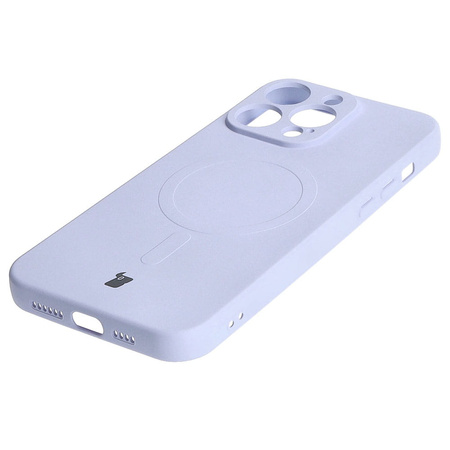 Etui silikonowe z pierścieniem magnetycznym Bizon Case Silicone Magnetic do iPhone 15 Pro Max, jasnofioletowe