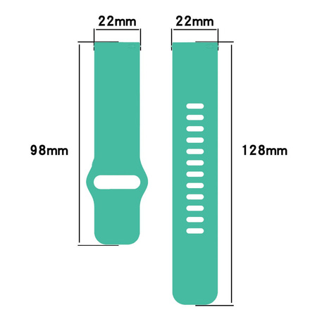 Pasek silikonowy do smartwatcha, Bizon Strap Watch Silicone Pro H, Quick Release 22 mm, miętowy