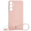 Etui Bizon Case Silicone Magnetic Sq do Galaxy S24 Plus, jasnoróżowe