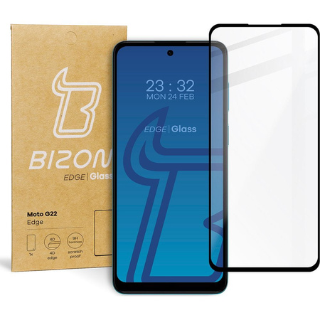 Szkło hartowane Bizon Glass Edge do Moto G22, czarne