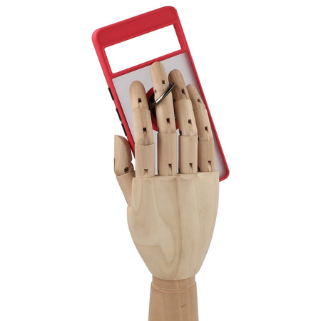 Etui z uchwytem na palec Bizon Case Hybrid Ring do Google Pixel 7, przydymione z czerwoną ramką