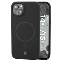 Silikonowe etui z pierścieniem magnetycznym Bizon Soft Case Magnetic do iPhone 15 Plus/14 Plus, czarne