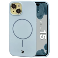 Silikonowe etui z pierścieniem magnetycznym Bizon Soft Case Magnetic do iPhone 15, błękitne