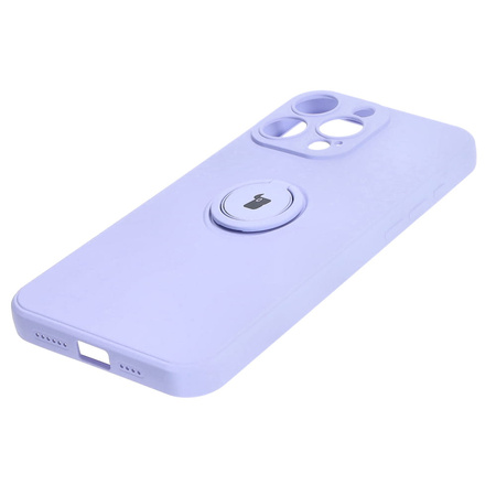Etui Bizon Case Silicone Ring Sq do Apple iPhone 15 Pro Max, jasnofioletowe