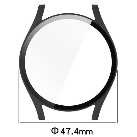 Etui ze szkłem do zegarka Bizon Case Watch Adamo do Galaxy Watch 7 44 mm, czarne matowe