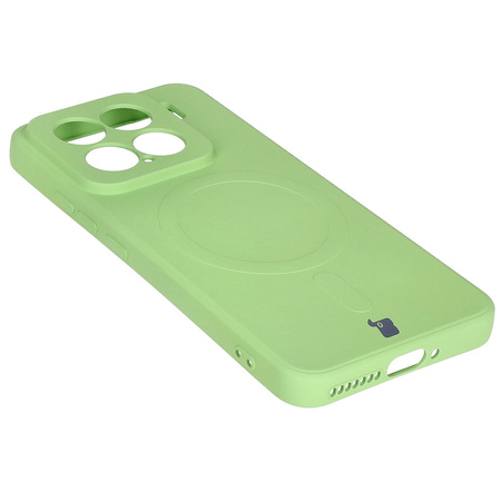 Silikonowe etui z pierścieniem magnetycznym Bizon Case Silicone Magnetic Sq do Xiaomi 15, jasnozielone