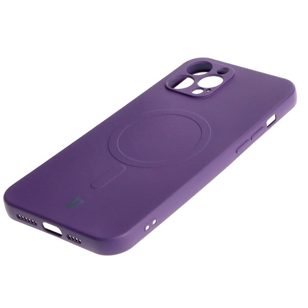 Etui silikonowe z pierścieniem magnetycznym Bizon Case Silicone Magnetic do iPhone 12 Pro Max, śliwkowe