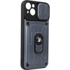 Etui Bizon Case Camshield Card Slot Ring do iPhone 14 Plus, szare