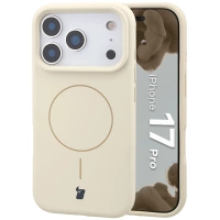 Silikonowe etui z pierścieniem magnetycznym Bizon Soft Case Magnetic do iPhone 17 Pro, écru