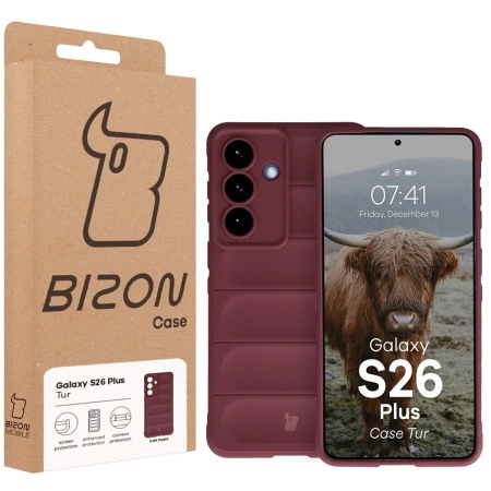Pancerne etui Bizon Case Tur do Galaxy S26 Plus, burgundowe