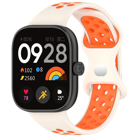 Pasek Bizon Strap Watch Octo do Xiaomi Redmi Watch 5/4 / Smart Band 9/8 Pro, beżowo-pomarańczowy