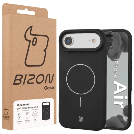 Silikonowe etui z pierścieniem magnetycznym Bizon Soft Case Magnetic do iPhone Air, czarne