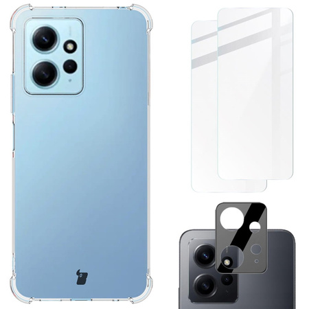 Etui + 2x szkło + obiektyw Bizon Case Clear Pack do Xiaomi Redmi Note 12 4G, przezroczyste