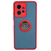 Etui z uchwytem na palec Bizon Case Hybrid Ring do Xiaomi Redmi Note 12 4G, przydymione z czerwoną ramką