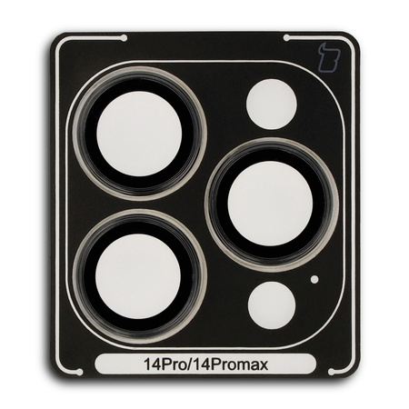 Szkło hartowane na aparat z aplikatorem Bizon Glass Snap Lens do iPhone 14 Pro/14 Pro Max, 1 zestaw, czarna ramka