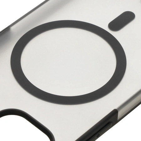 Etui z pierścieniem magnetycznym + szkło hartowane Bizon MatteO Pack do iPhone 14 / 13, przydymione-czarne