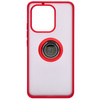 Etui z uchwytem na palec Bizon Case Hybrid Ring do Xiaomi Redmi Note 13 4G, przydymione z czerwoną ramką