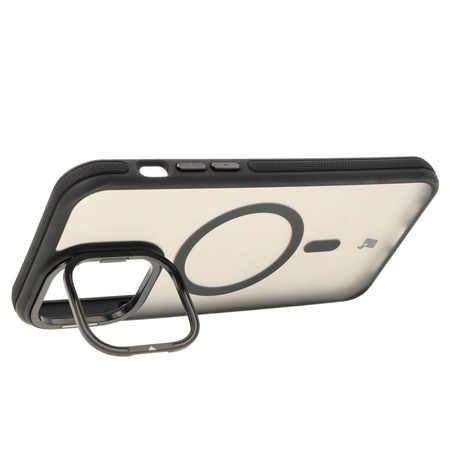 Etui z podstawką i pierścieniem magnetycznym Bizon Case Eclipse do iPhone 14 Pro Max, przydymione z czarną ramką