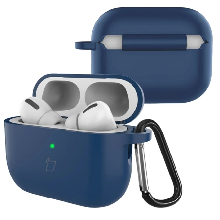 Silikonowe etui z karabińczykiem Bizon Case Headphone Silicone do AirPods Pro 3, granatowe