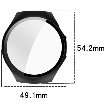 Etui ze szkłem do zegarka Bizon Case Watch Adamo do Huawei Watch 5 46 mm, czarne