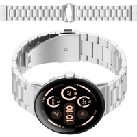 Pasek ze stali nierdzewnej Bizon Strap Watch Aura do Google Pixel Watch 4 / 3 / 2 / 1 41 mm, srebrny