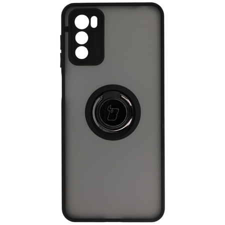 Etui z uchwytem na palec Bizon Case Hybrid Ring do Motorola Moto G42 , przydymione z czarną ramką