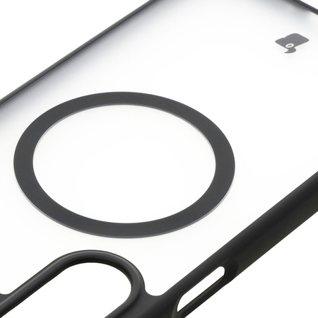 Etui z pierścieniem magnetycznym Bizon Case MatteO do Galaxy A26 5G, półprzezroczyste z czarną ramką