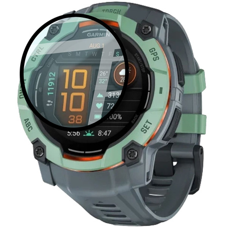 Szkło hybrydowe Bizon Glass Watch Edge Hybrid dla Garmin Instinct 3 45 mm, czarne